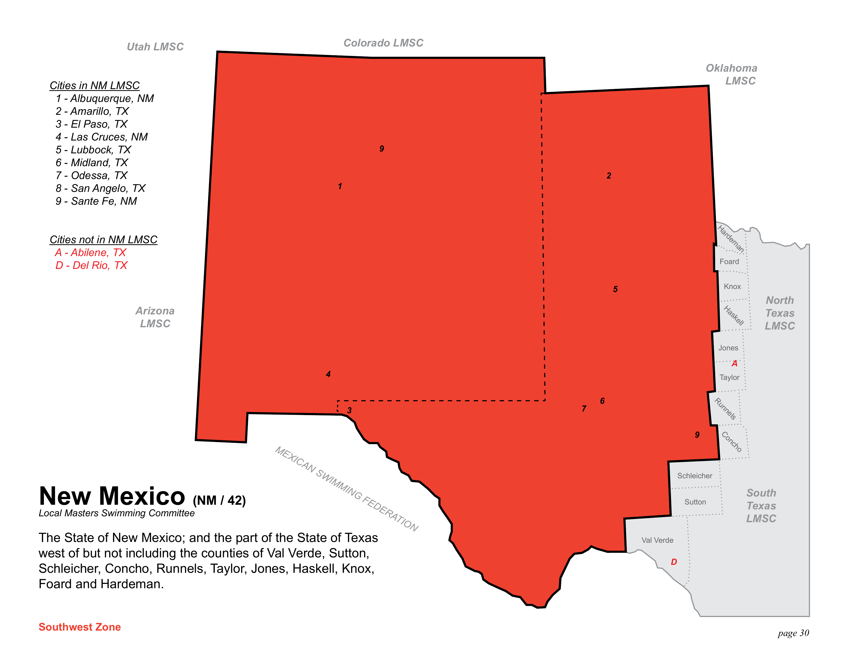 Map of the New Mexico geographic region