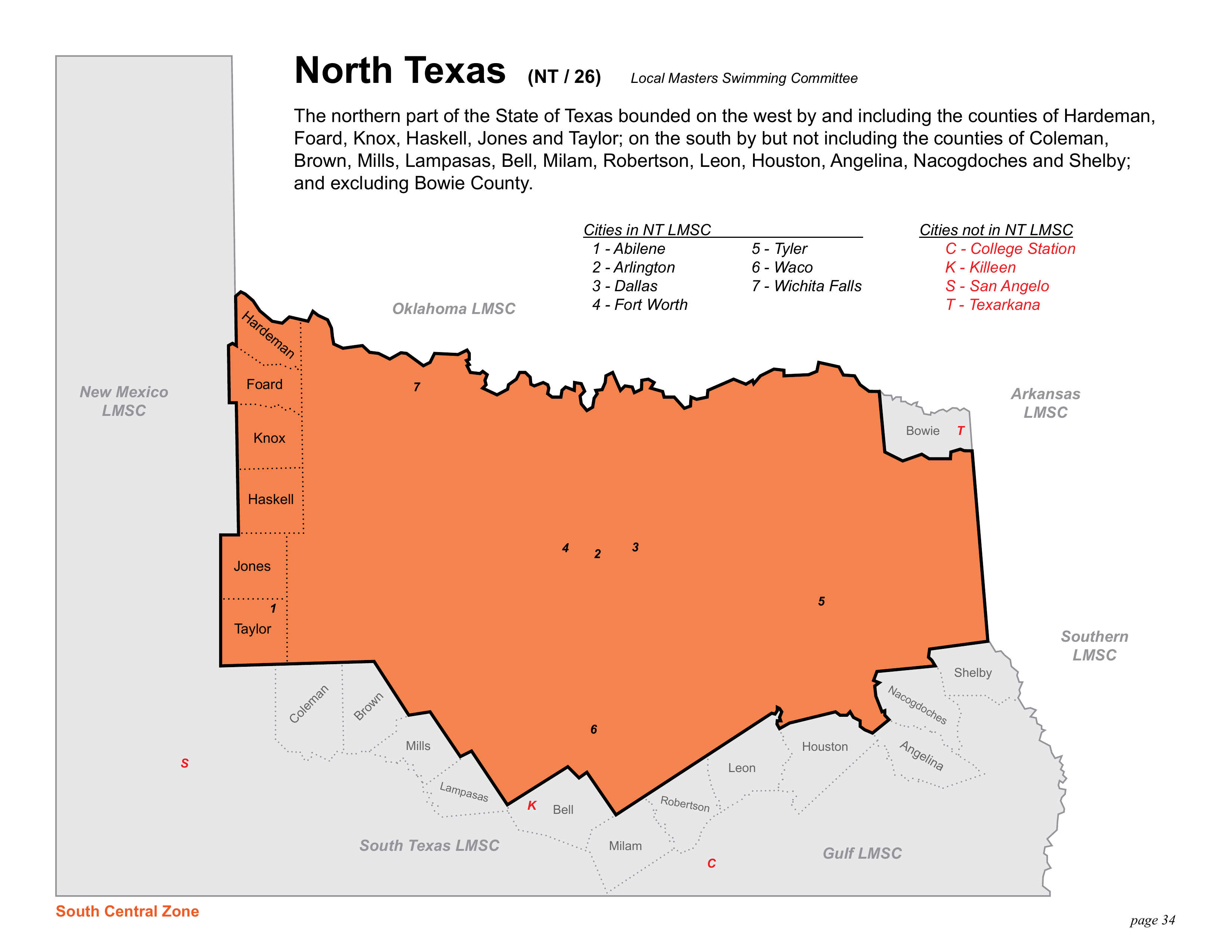 Map of the North Texas geographic region