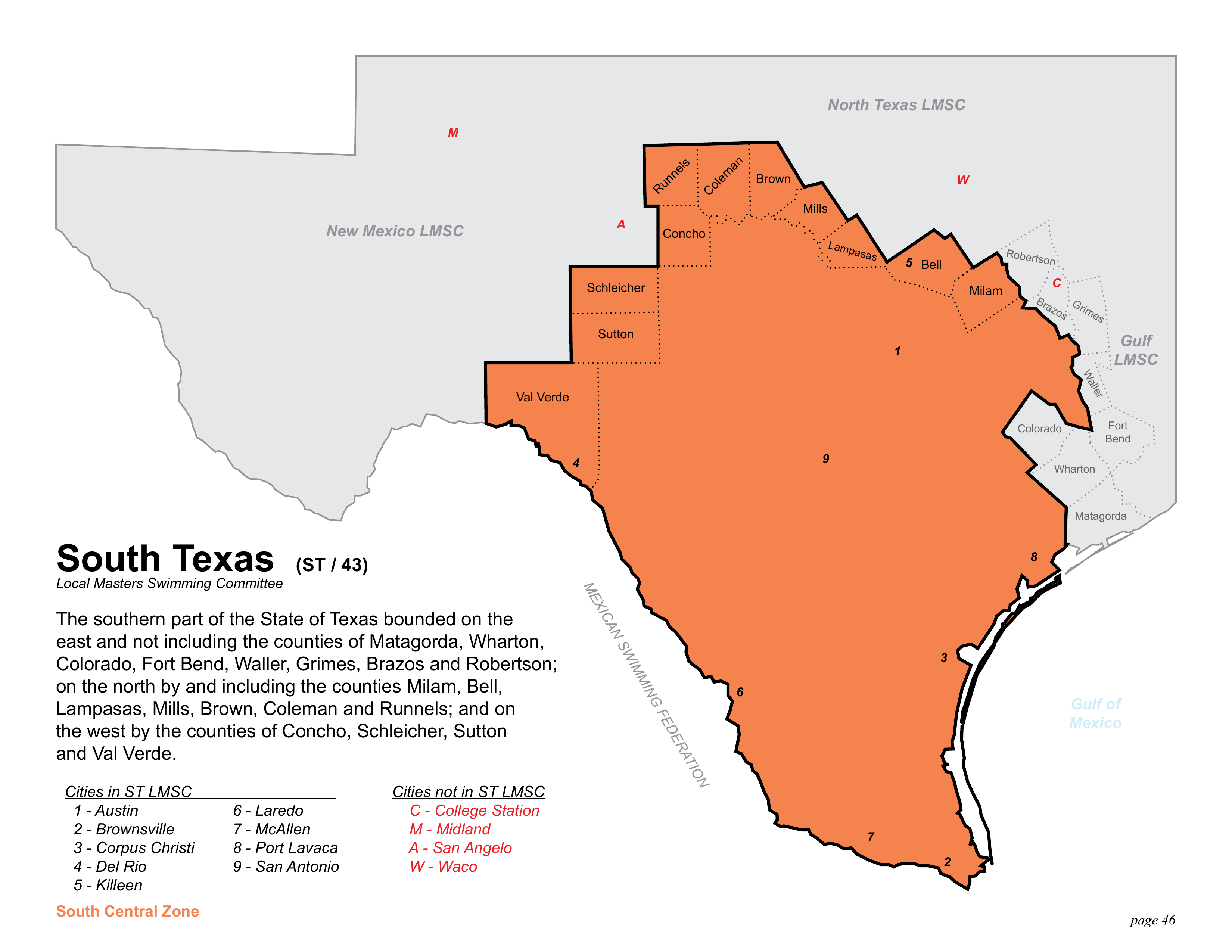 Map of the South Texas geographic region